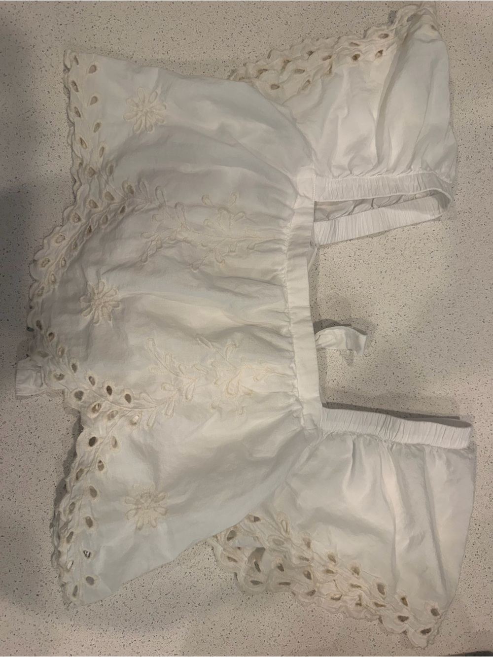 American Eagle White Embroidered Eyelet Peasant Blouse Size L 10
